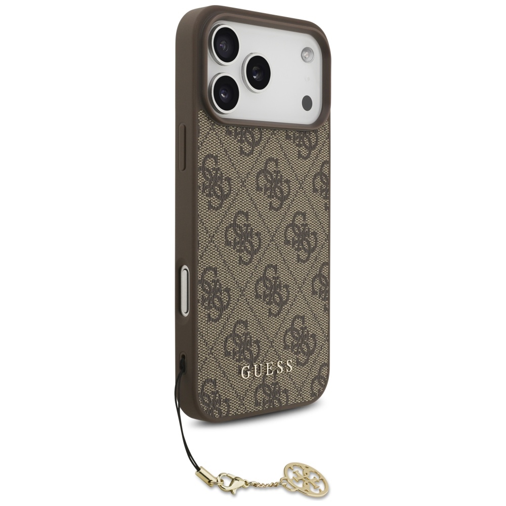 Guess 4G Charms MagSafe dėklas iPhone 17 Pro Max – rudas