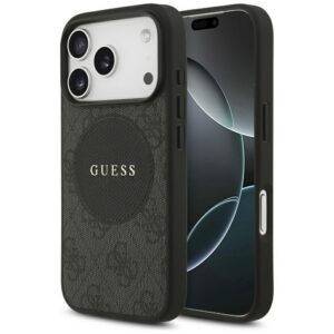 Guess 4G Circle Classic Logo MagSafe dėklas, skirtas iPhone 17 Pro - juodas