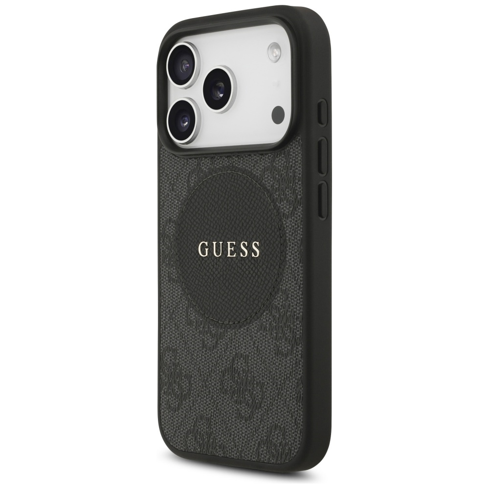 Guess 4G Circle Classic Logo MagSafe dėklas, skirtas iPhone 17 Pro - juodas
