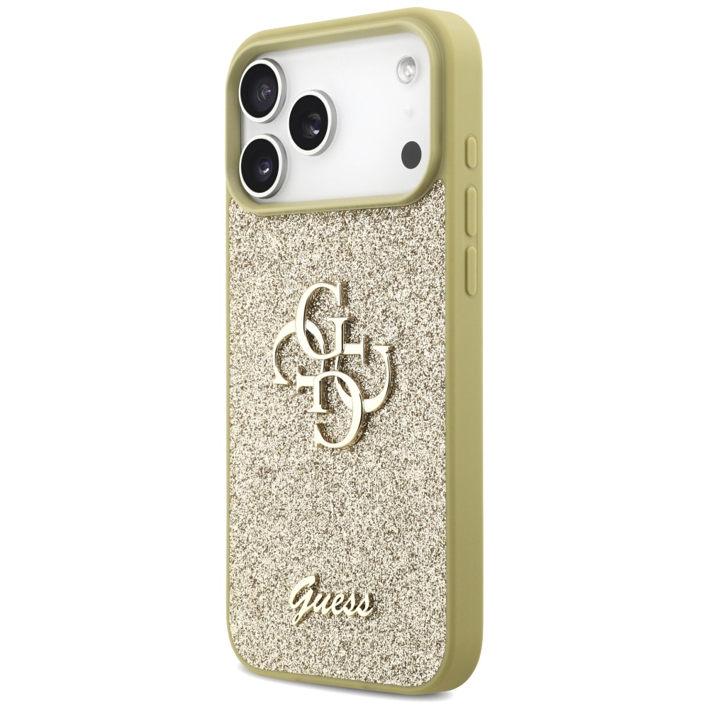 Guess blizgus dėklas iPhone 17 Pro Max – auksinis