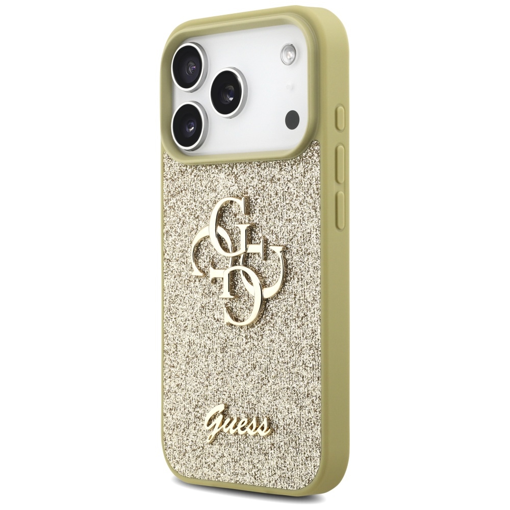 Guess blizgus 4G dėklas iPhone 17 Pro – auksinis