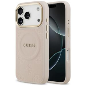 Guess Peony Hot Stamp MagSafe dėklas iPhone 17 Pro - rožinis