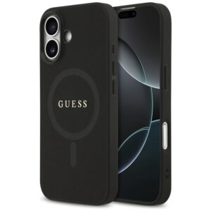 Guess Saffiano Classic Logo MagSafe dėklas iPhone 17 - juodas