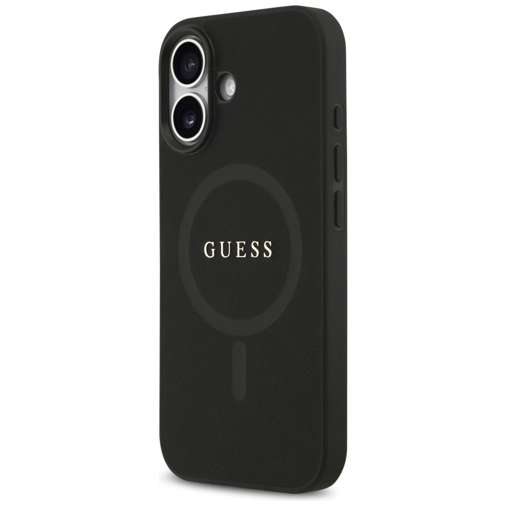 Guess Saffiano Classic Logo MagSafe dėklas iPhone 17 - juodas