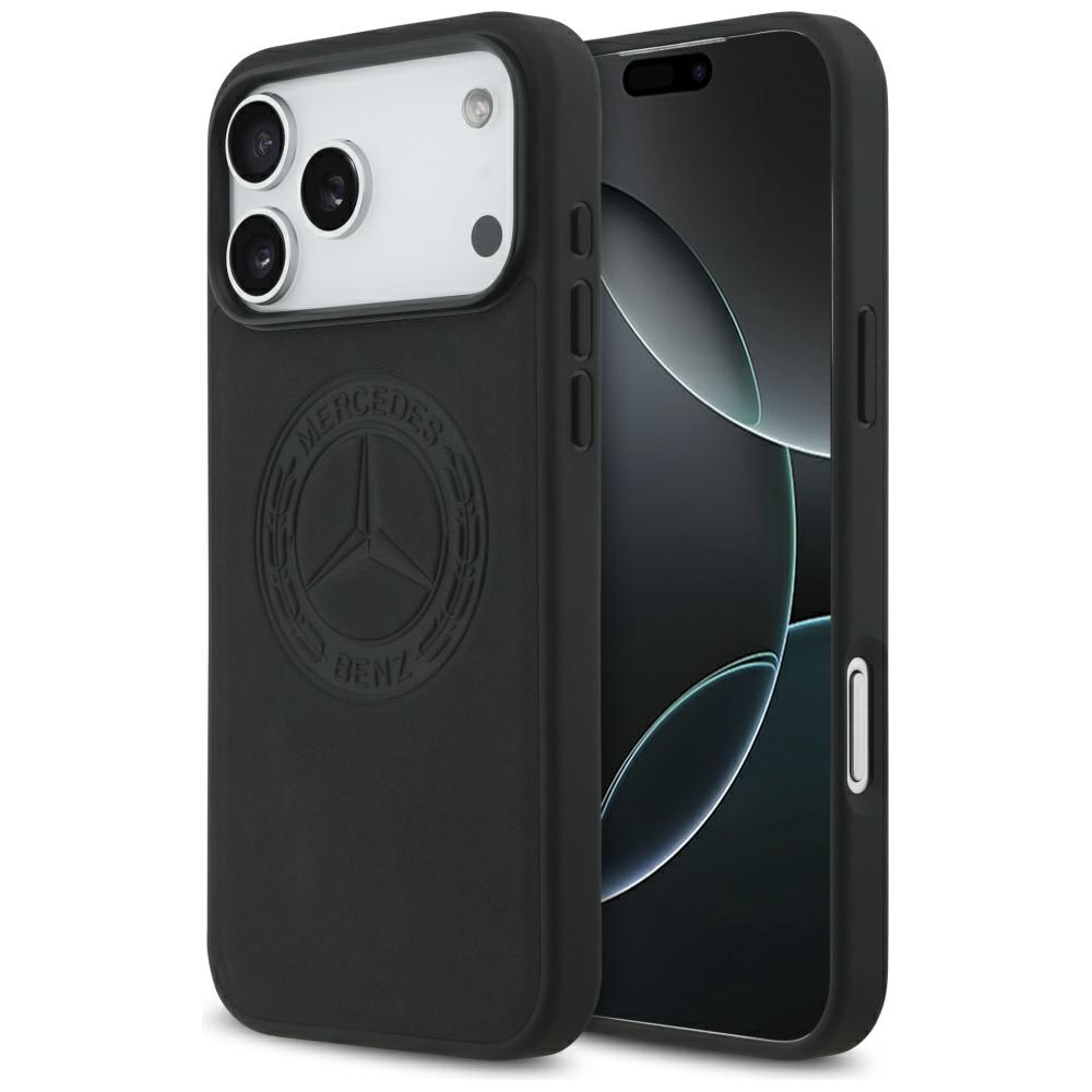 „Mercedes Leather Vintage“ logotipas MagSafe Dėklas, skirtas iPhone 17 Pro Max – juodas