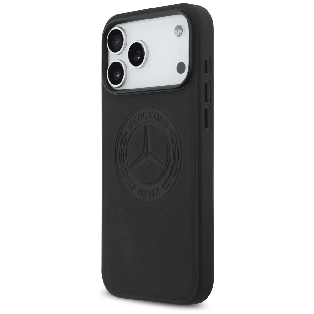 „Mercedes Leather Vintage“ logotipas MagSafe Dėklas, skirtas iPhone 17 Pro Max – juodas