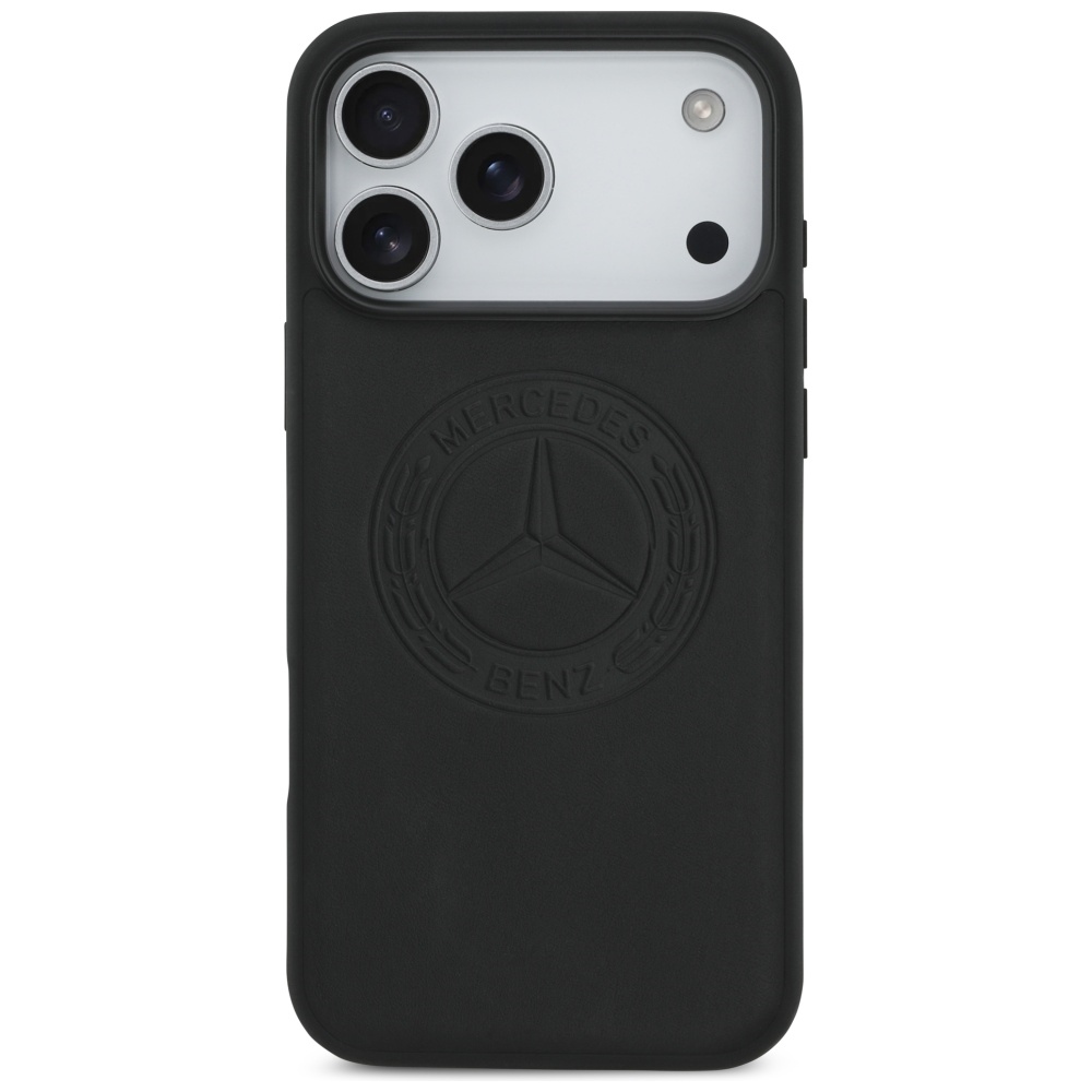 „Mercedes Leather Vintage“ logotipas MagSafe Dėklas, skirtas iPhone 17 Pro Max – juodas