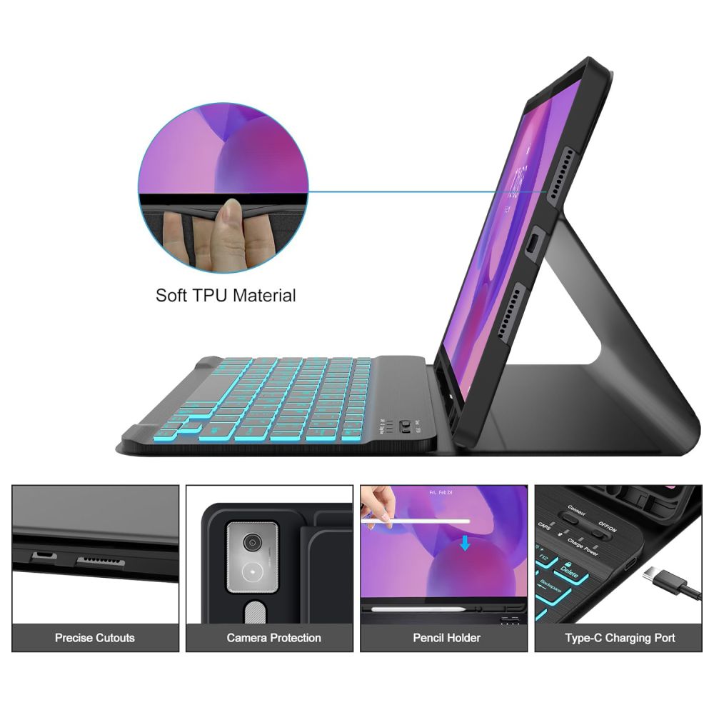 Dėklas su klaviatūra Tech-Protect SC Pen Lenovo Idea Tab Pro / Pro MT 12.7 (TB-373), juodas