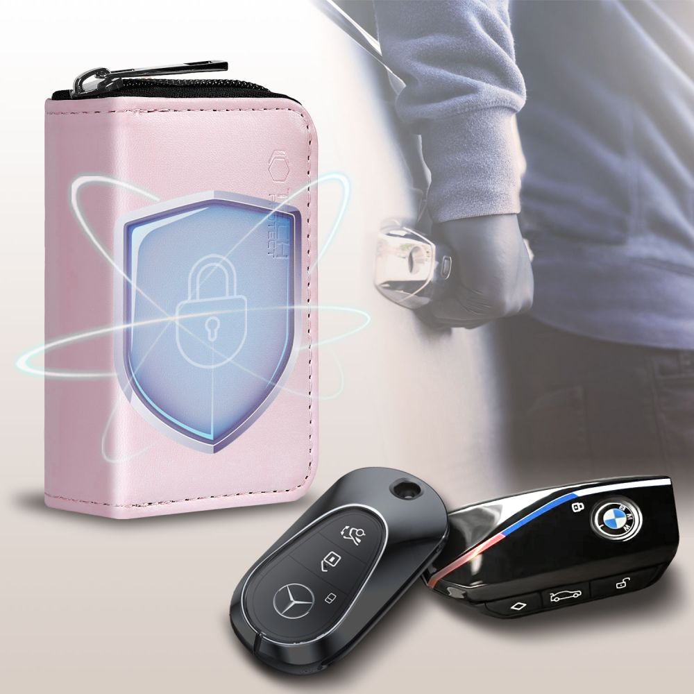 Dėklas automobilio raktams Tech-Protect KLR300 RFID blokatorius, rožinis