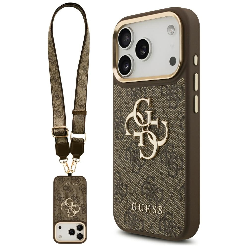 Guess 4G Big 4G Classic Logo Big Strap Metal Buttons dėklas iPhone 17 Pro - Ruda