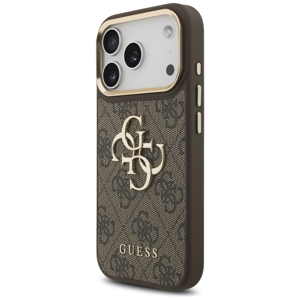 Guess 4G Big 4G Classic Logo Big Strap Metal Buttons dėklas iPhone 17 Pro - Ruda