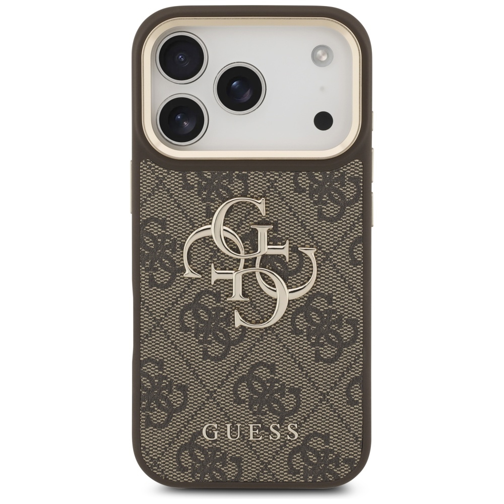 Guess 4G Big 4G Classic Logo Big Strap Metal Buttons dėklas iPhone 17 Pro - Ruda