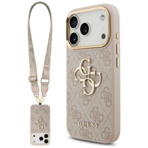 Guess 4G Big 4G Classic Logo Big Strap Metal Buttons dėklas iPhone 17 Pro - Rožinė