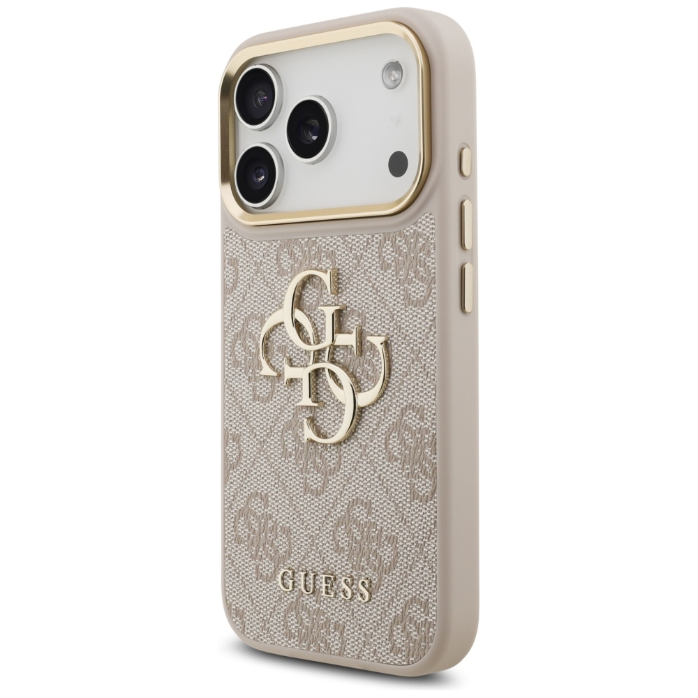 Guess 4G Big 4G Classic Logo Big Strap Metal Buttons dėklas iPhone 17 Pro - Rožinė