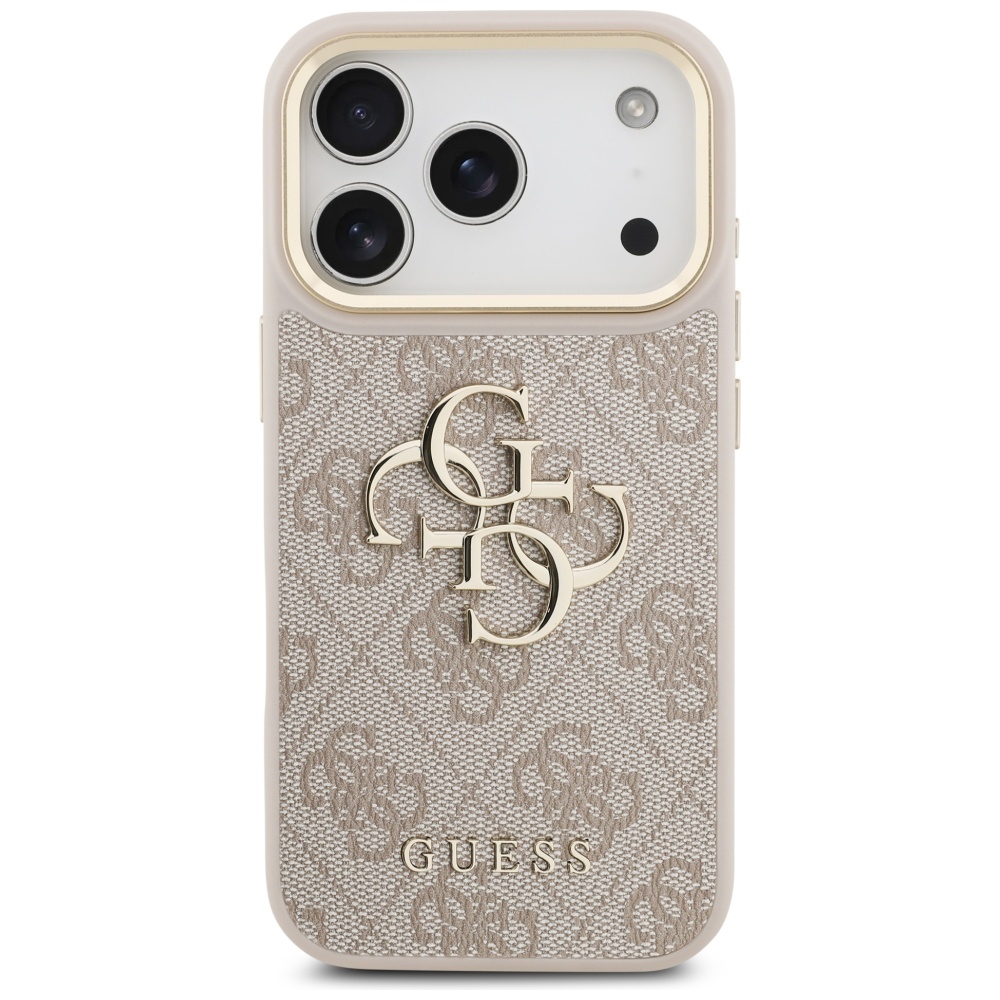 Guess 4G Big 4G Classic Logo Big Strap Metal Buttons dėklas iPhone 17 Pro - Rožinė