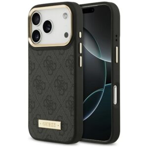 Guess 4G Logo Plate MagSafe dėklas iPhone 17 Pro - juodas