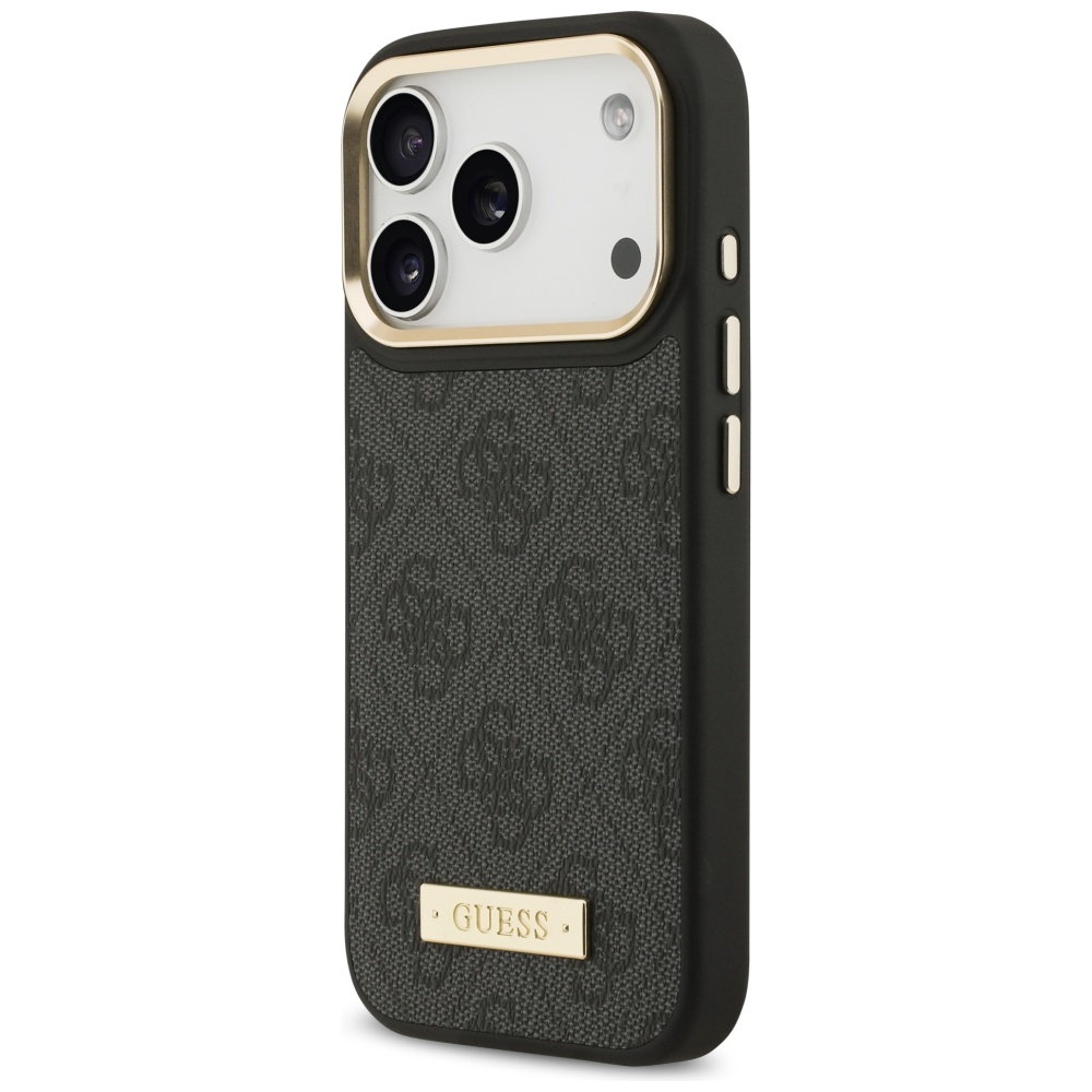 Guess 4G Logo Plate MagSafe dėklas iPhone 17 Pro - juodas