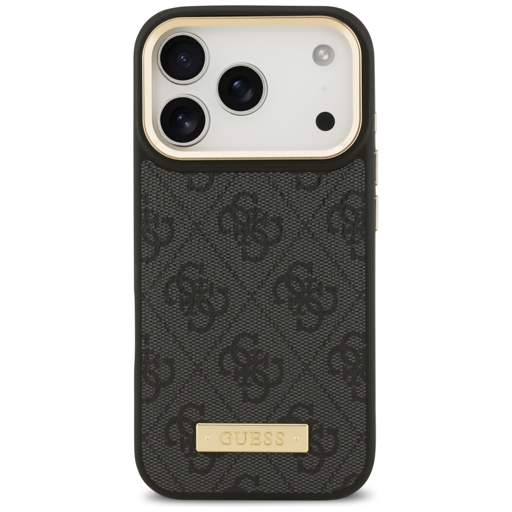 Guess 4G Logo Plate MagSafe dėklas iPhone 17 Pro - juodas