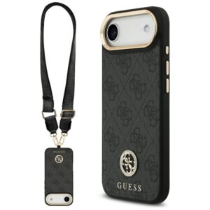 Guess 4G Strass Logo & Big Strap Metal Buttons MagSafe dėklas iPhone Air - Juodas