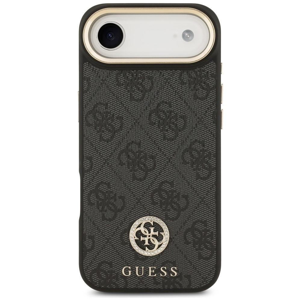 Guess 4G Strass Logo & Big Strap Metal Buttons MagSafe dėklas iPhone Air - Juodas