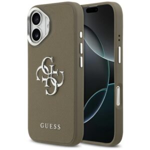 Guess Grained Big 4G Classic Logo iPhone 17 dėklas - Ruda