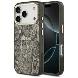 Guess Python Pattern MagSafe dėklas iPhone 17 Pro – rudas