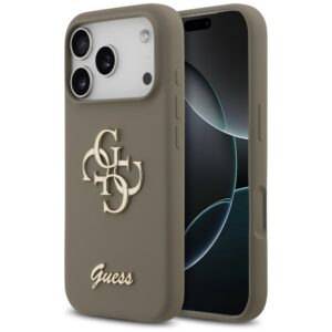 Guess silikoninis dėklas iPhone 17 Pro – rudas