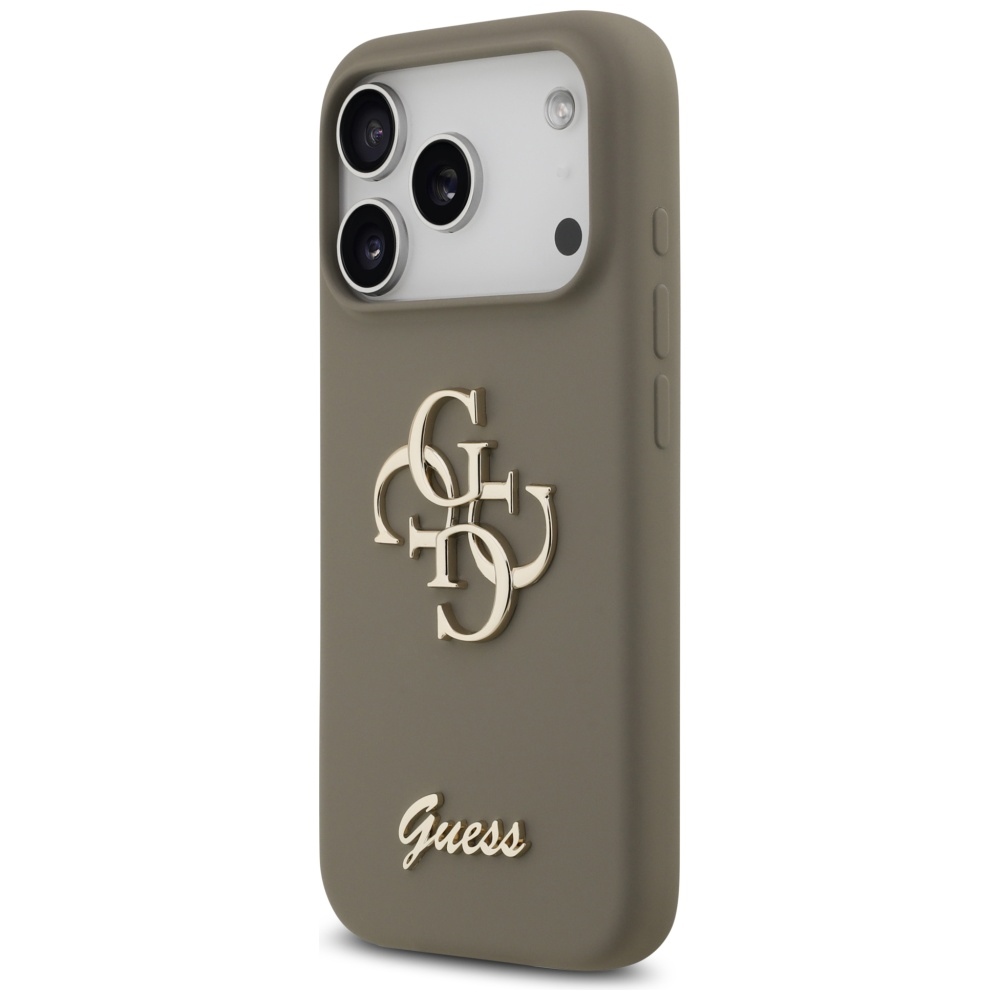 Guess silikoninis dėklas iPhone 17 Pro – rudas