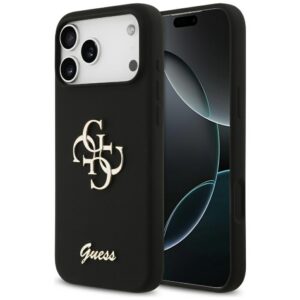 Guess silikoninis dėklas iPhone 17 Pro Max – juodas