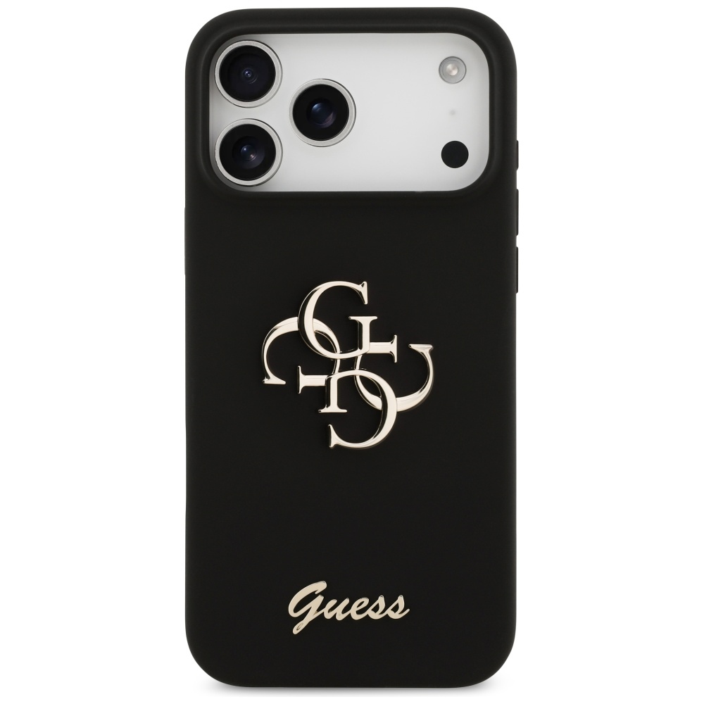 Guess silikoninis dėklas iPhone 17 Pro Max – juodas