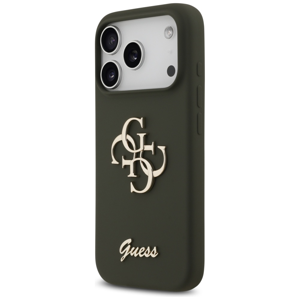 Guess 4G silikoninis dėklas iPhone 17 Pro Max – chaki
