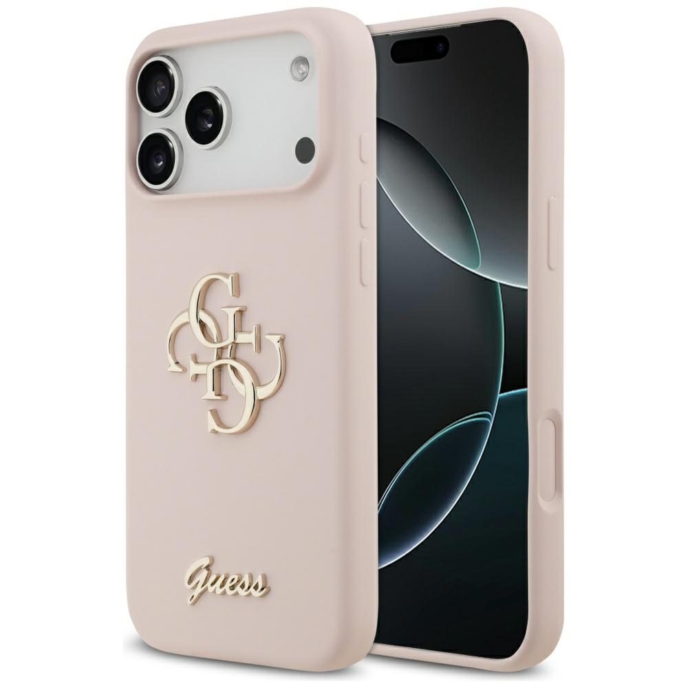 Guess Silicone Big 4G Script dėklas iPhone 17 Pro Max - Rožinė