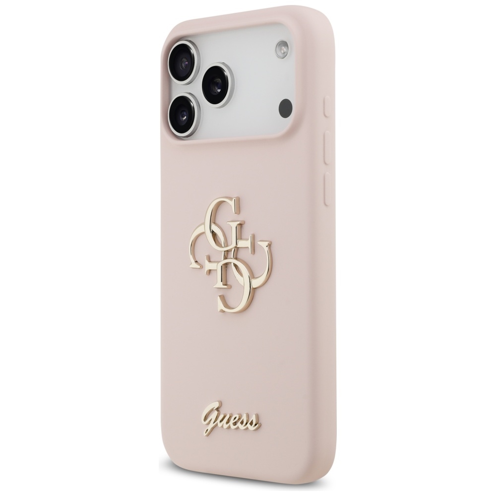 Guess Silicone Big 4G Script dėklas iPhone 17 Pro Max - Rožinė