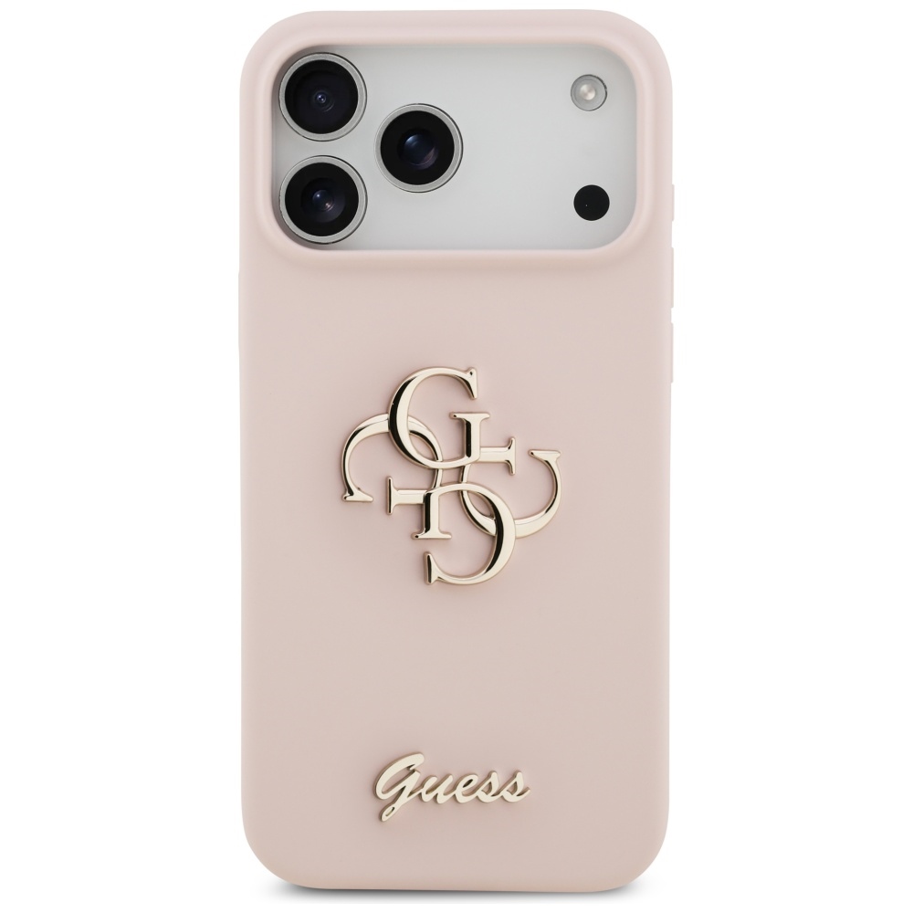 Guess Silicone Big 4G Script dėklas iPhone 17 Pro Max - Rožinė