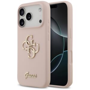 Guess Silicone Big 4G Script dėklas iPhone 17 Pro – rožinė