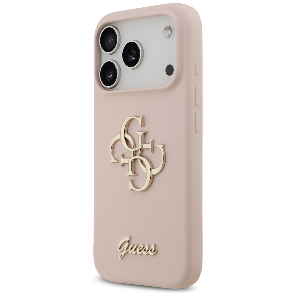 Guess Silicone Big 4G Script dėklas iPhone 17 Pro – rožinė