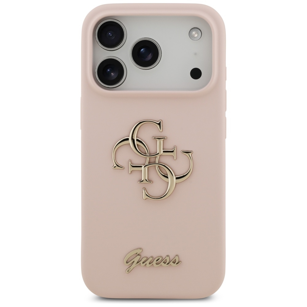 Guess Silicone Big 4G Script dėklas iPhone 17 Pro – rožinė