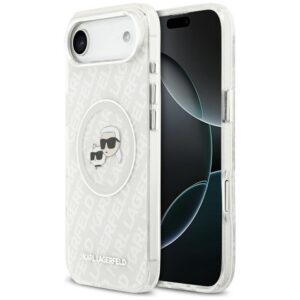 Karl Lagerfeld IML Glitter Karl & Choupette Heads Logo MagSafe dėklas iPhone Air - Pilka
