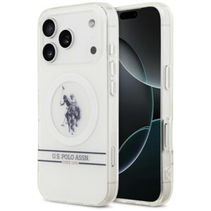 U.S. Polo MagSafe dėklas iPhone 17 Pro – baltas