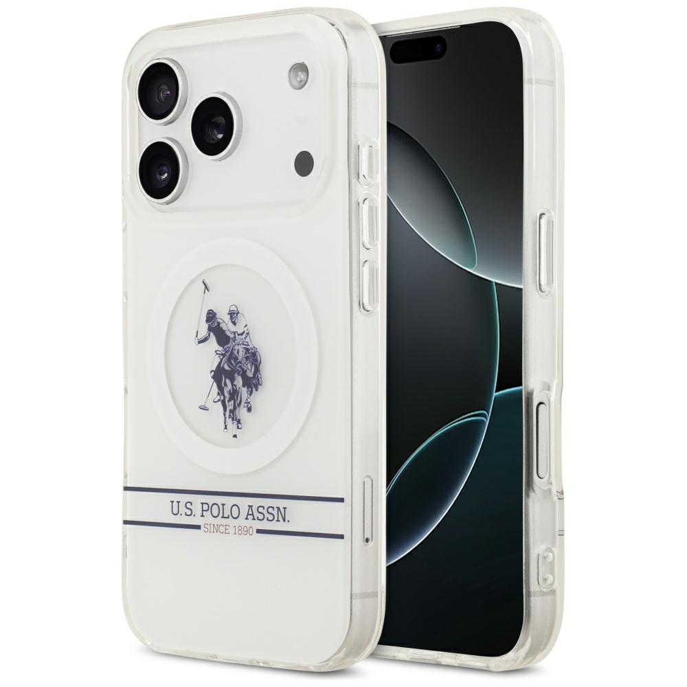 U.S. Polo MagSafe dėklas iPhone 17 Pro – baltas