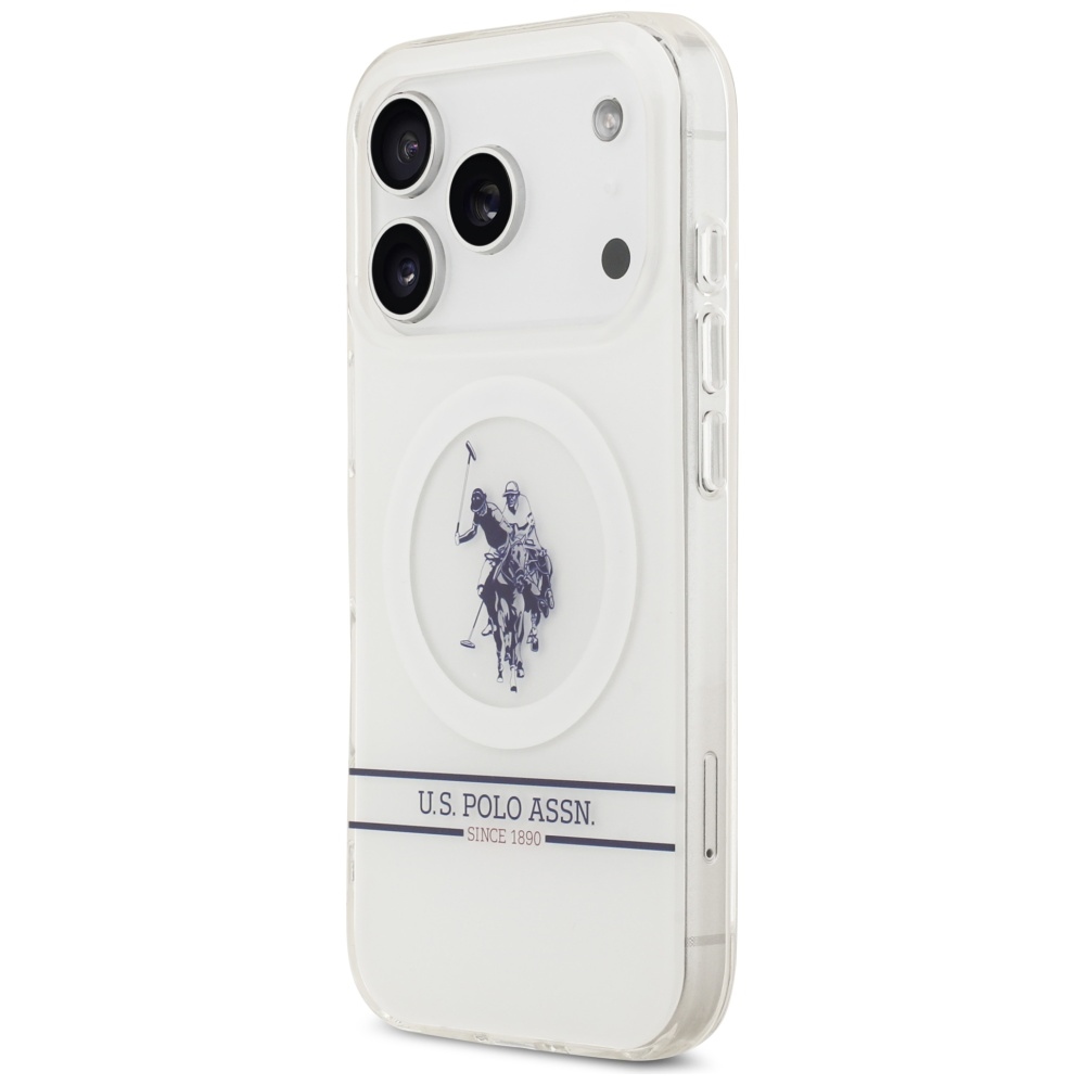 U.S. Polo MagSafe dėklas iPhone 17 Pro – baltas
