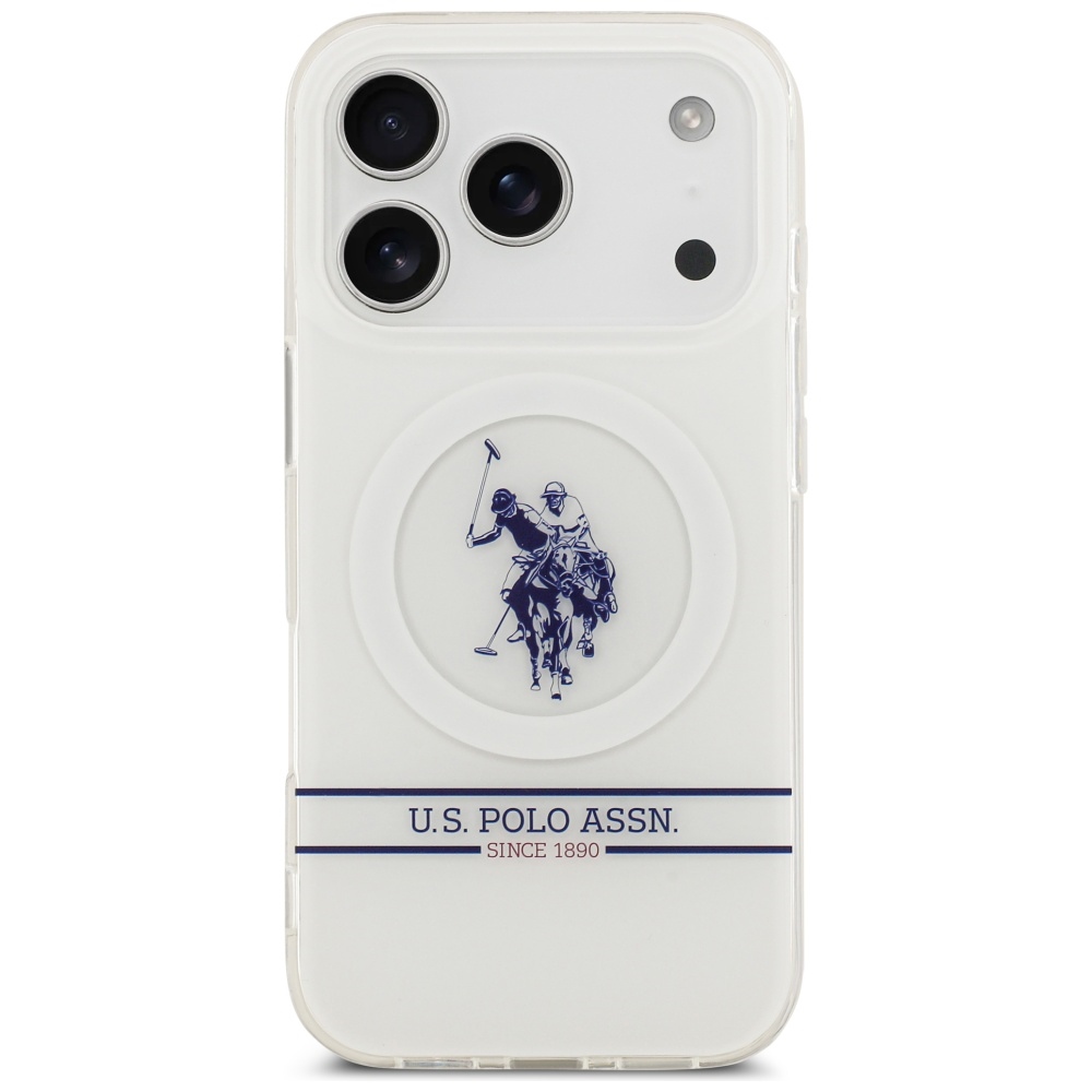 U.S. Polo MagSafe dėklas iPhone 17 Pro – baltas