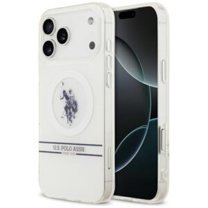 U.S. Polo Assn. MagSafe dėklas iPhone 17 Pro Max – baltas