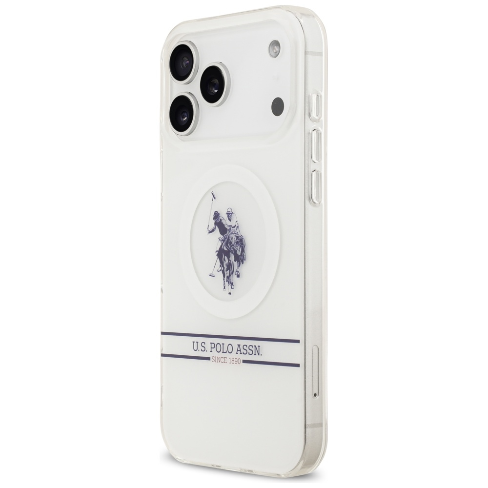 U.S. Polo Assn. MagSafe dėklas iPhone 17 Pro Max – baltas