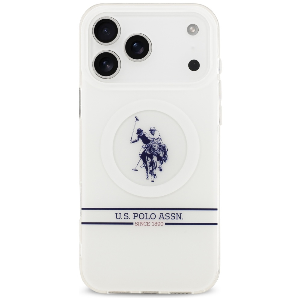 U.S. Polo Assn. MagSafe dėklas iPhone 17 Pro Max – baltas