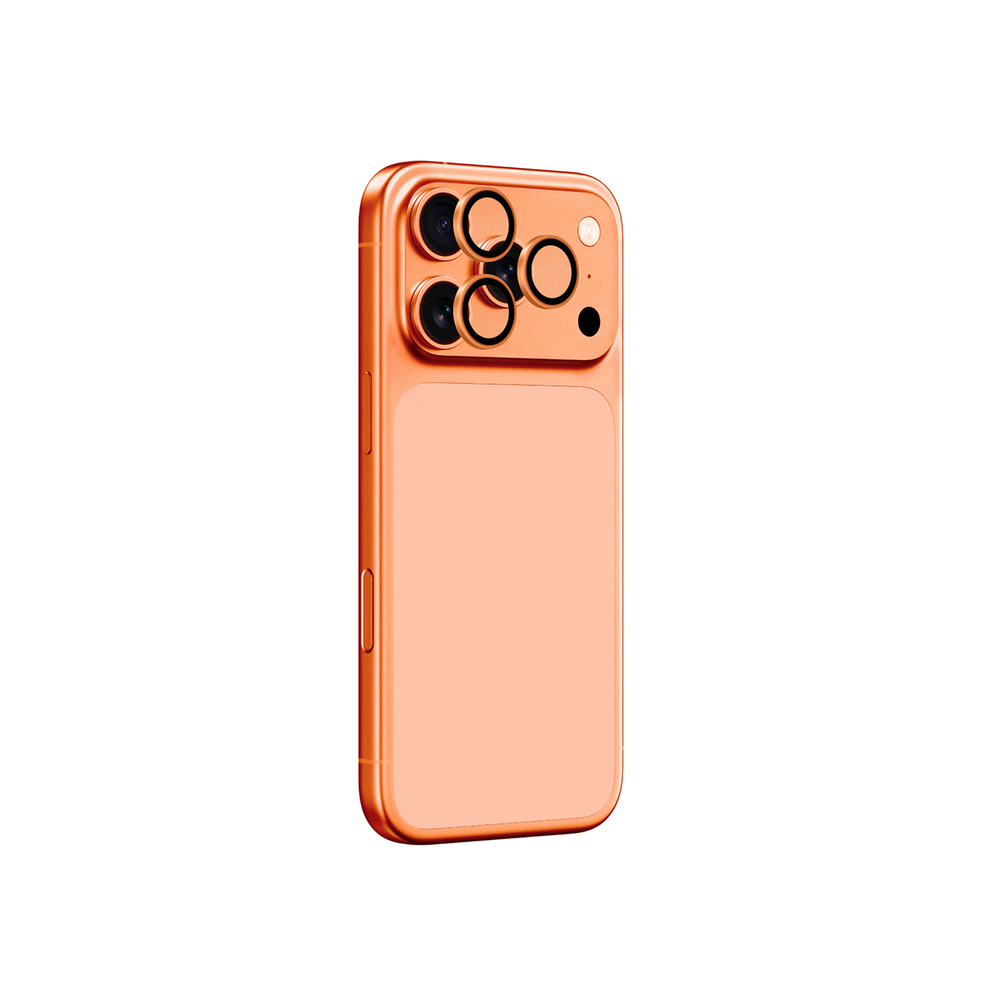 AmazingThing Objektyvo stiklas, skirtas iPhone 17 Pro / Pro Max – su oranžiniu rėmeliu