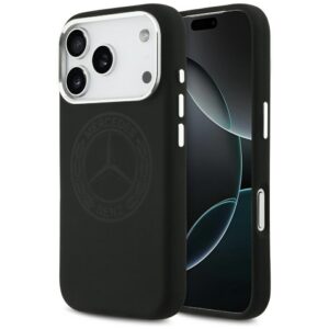 Mercedes Silicone Vintage Logo MagSafe dėklas iPhone 17 Pro - Juodas