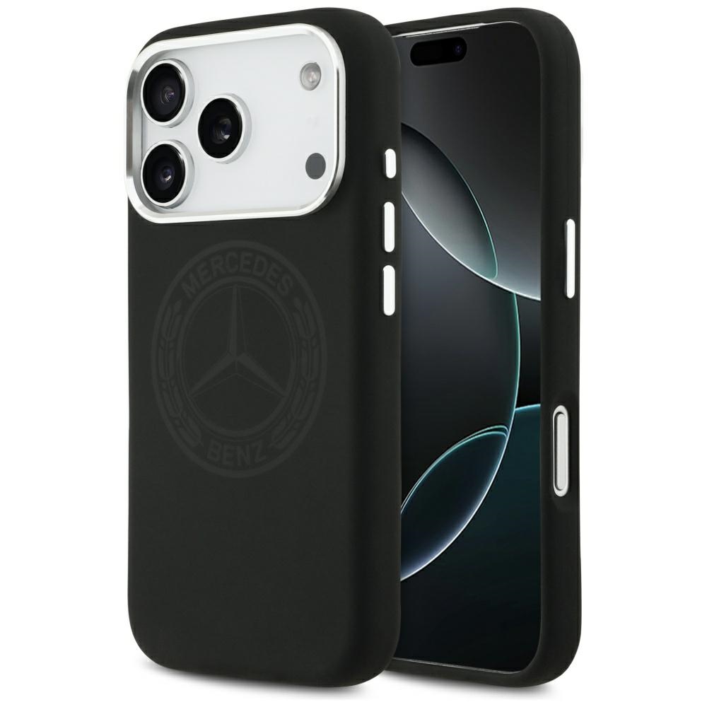 Mercedes Silicone Vintage Logo MagSafe dėklas iPhone 17 Pro - Juodas