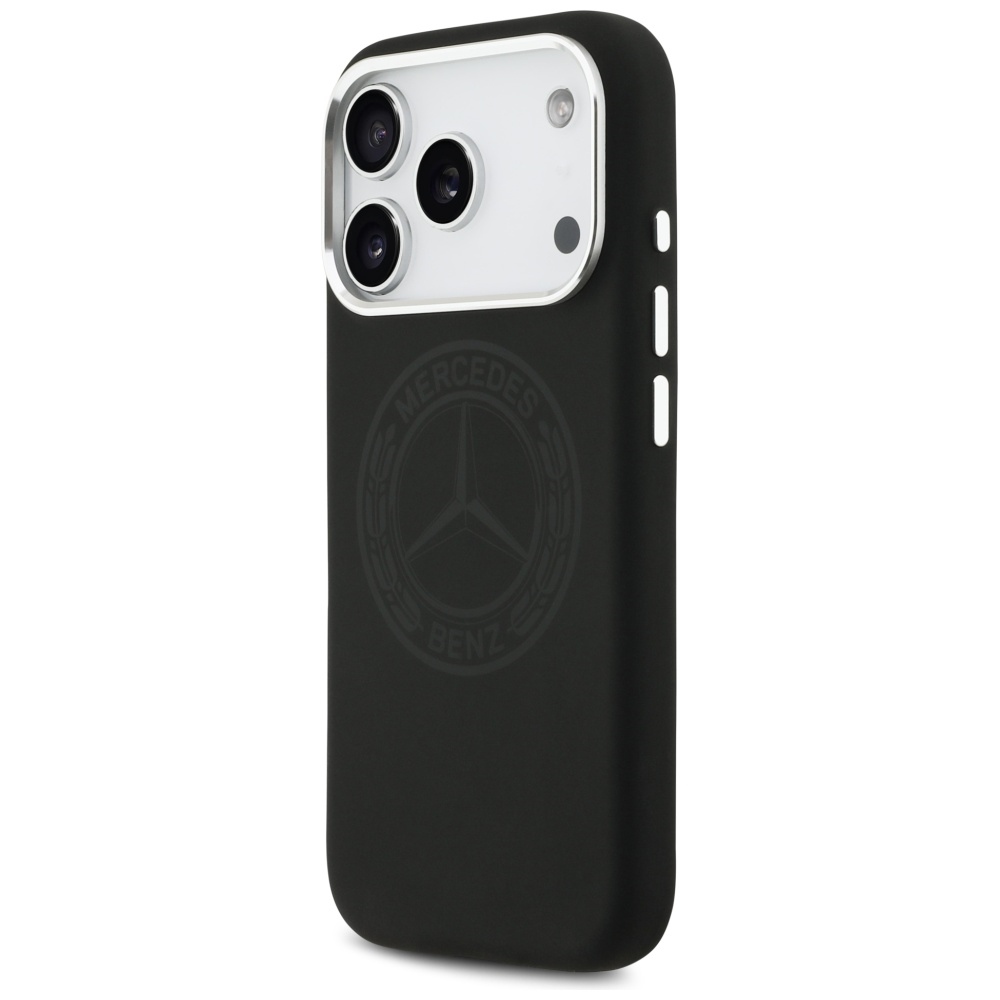 Mercedes Silicone Vintage Logo MagSafe dėklas iPhone 17 Pro - Juodas