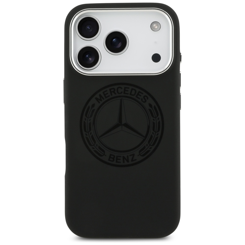 Mercedes Silicone Vintage Logo MagSafe dėklas iPhone 17 Pro - Juodas